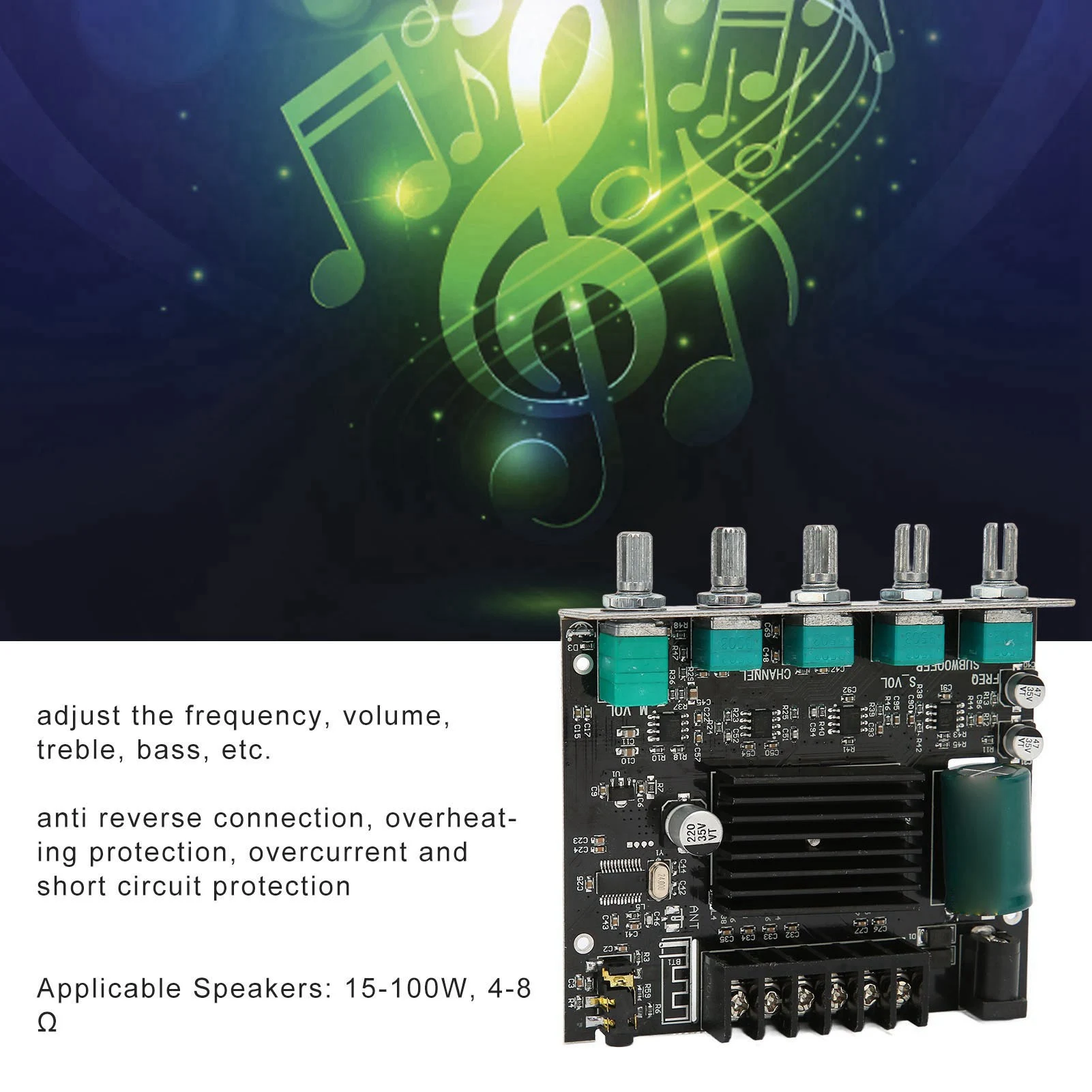 Placa amplificadora subwoofer ZK-TB21 Bluetooth 5.0 50W * 2 + 100W 2.1 canais de potência áudio estéreo baixo AMP TPA3116D2