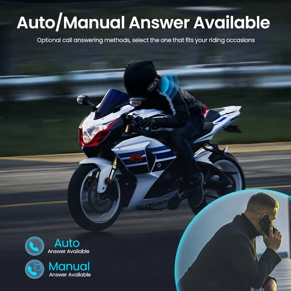 GEARELEC-auriculares inalámbricos X5 para casco de motocicleta, cascos impermeables con Bluetooth 5,2, Control de voz, reducción de ruido, Radio FM, luz de advertencia