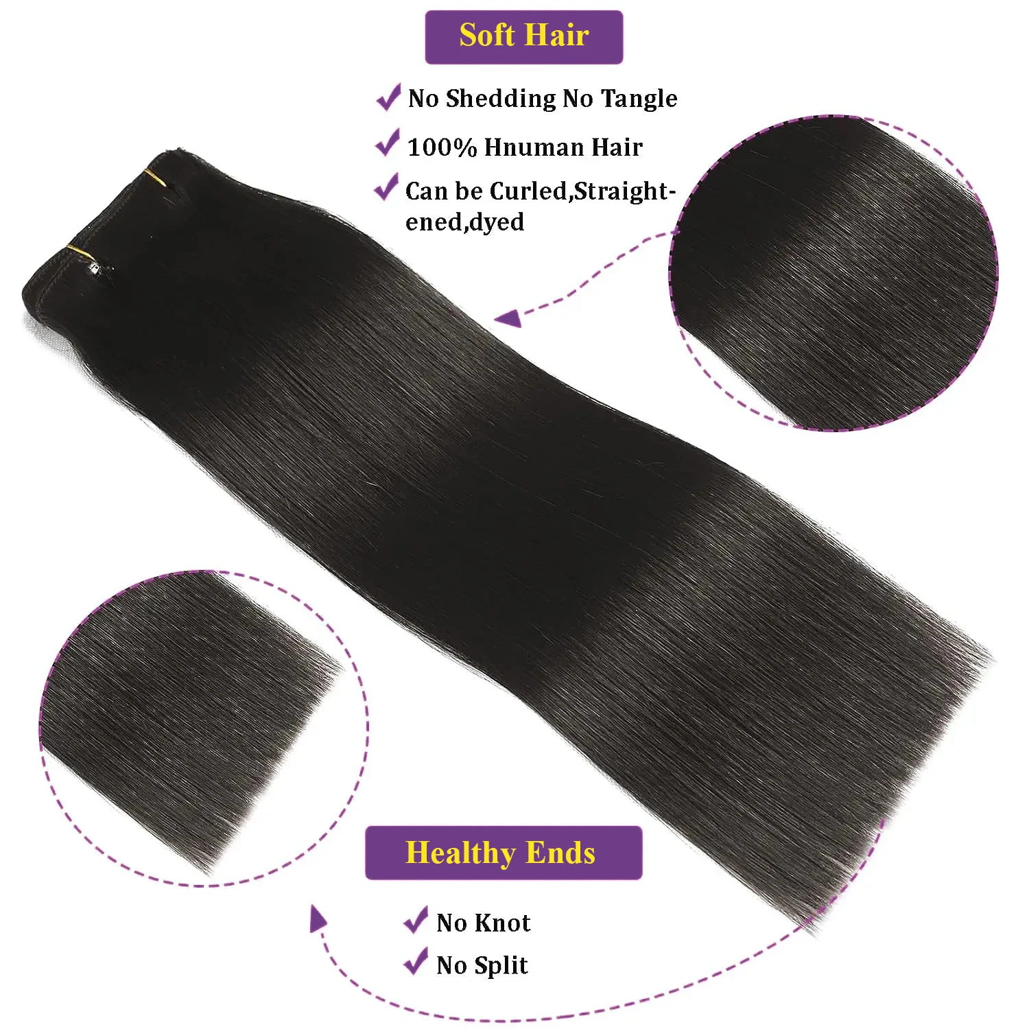 Grampo em extensões de cabelo humano em linha reta cor natural 100% não processado cabeça cheia cabelo virgem brasileiro clipe sem emenda na extensão