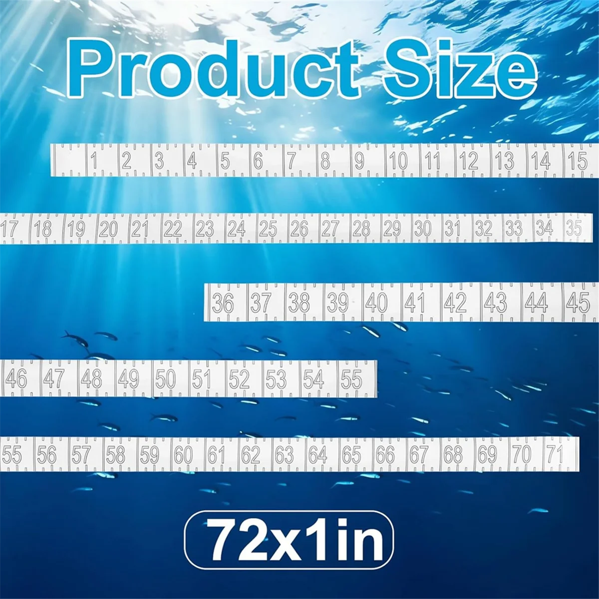 BABQ 72 pouces ruban à mesurer poisson règle de poisson étanche autocollant autocollant clair auto-adhésif règle de poisson pour la pêche en bateau