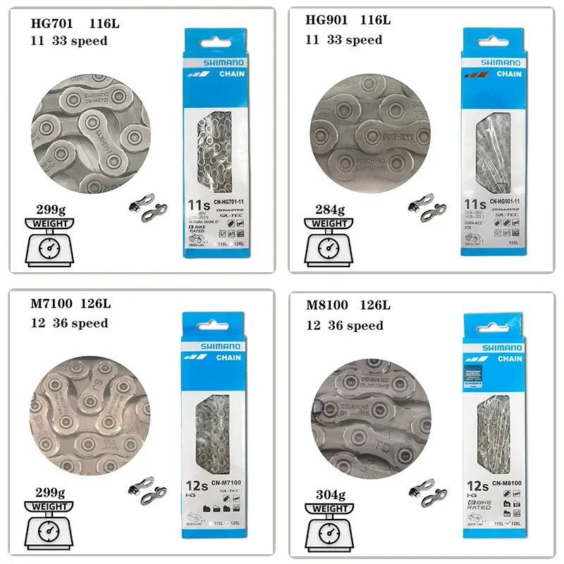 8 9 10 11 12Speed Bicycle Chain HG40 HG53 HG73 HG95 HG601 HG701 HG901 M7100 M8100 M9100 116 Links MTB Road Racing Bike Chain