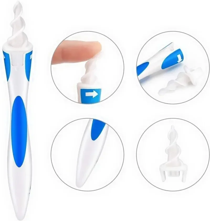 Narzędzie do usuwania woskowiny z uszu Miękkie silikonowe spiralne czyszczenie uszu 16 wymiennych głowic do usuwania uszu Środek do czyszczenia uszu Wtyczki Spirale Pielęgnacja