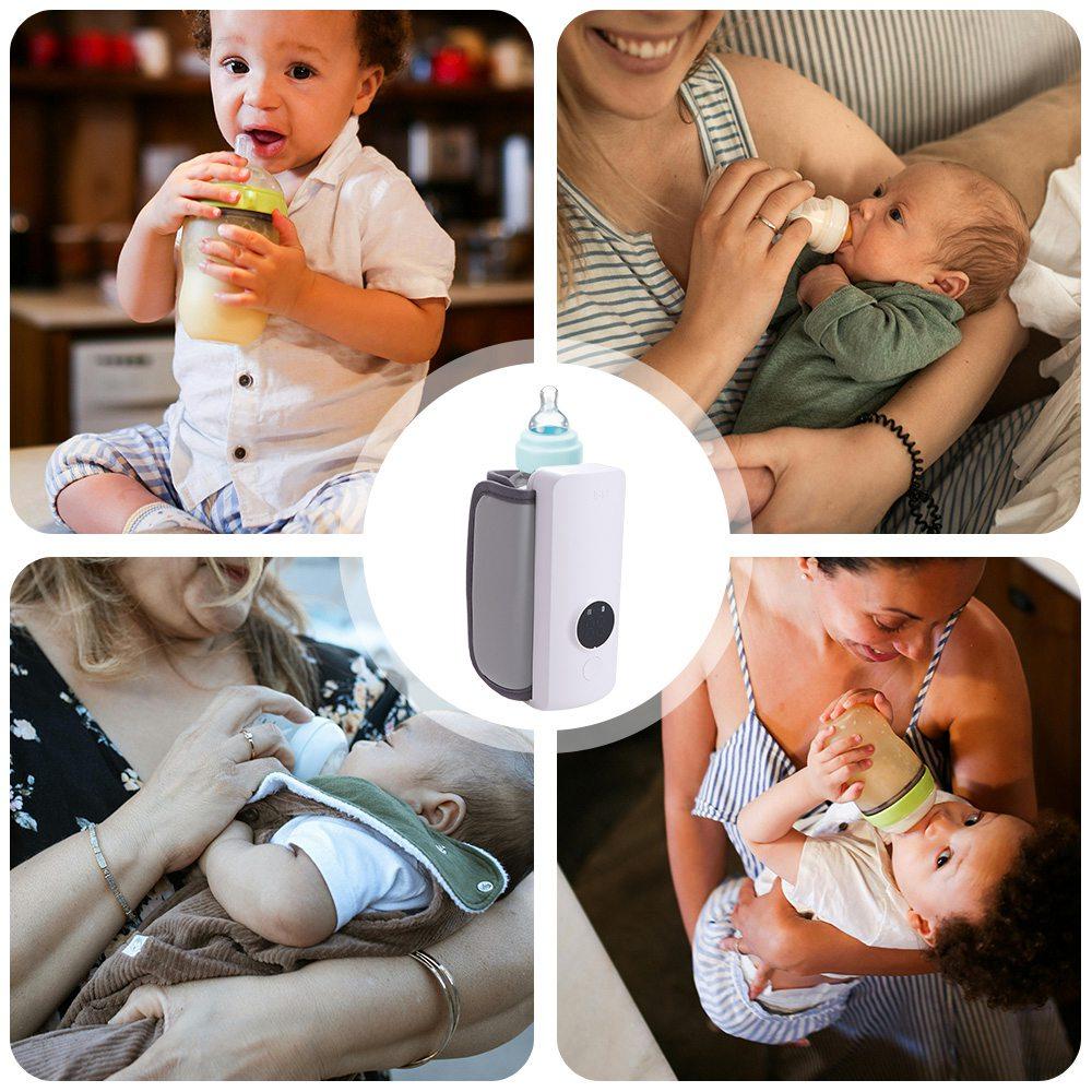 USB Rechargeable Baby Bottle Warmer 6Levels with Temperature Display Milk Heater Temperature Adjustment Safe Baby Bottle Heater