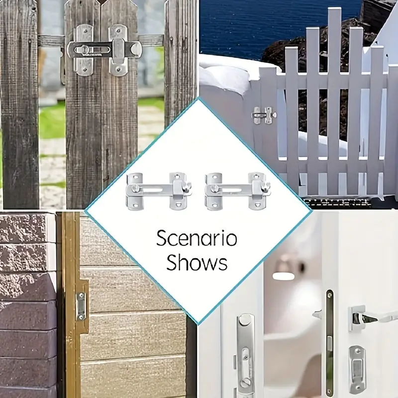 1 chiusure per cancelli hardware per serrature scorrevoli per porte di fienile in acciaio inossidabile, armadio per finestre, nero opaco argentato