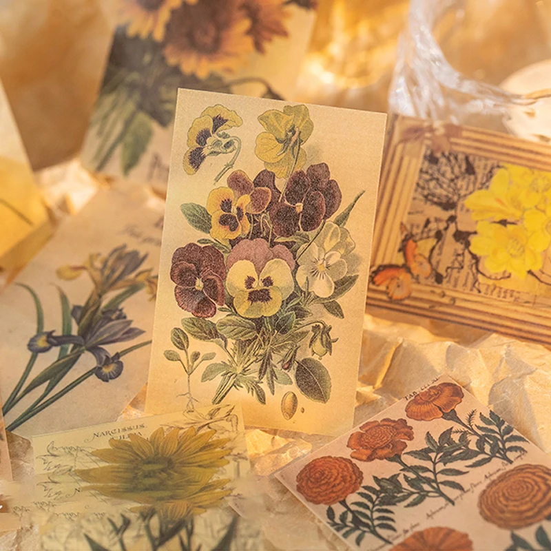 Mr. Paper, 50 Sheets/book,plant and Flower Themed Material Paper, Scrapbook, Diary, Decorative Wall Paintings,collage Card Paper