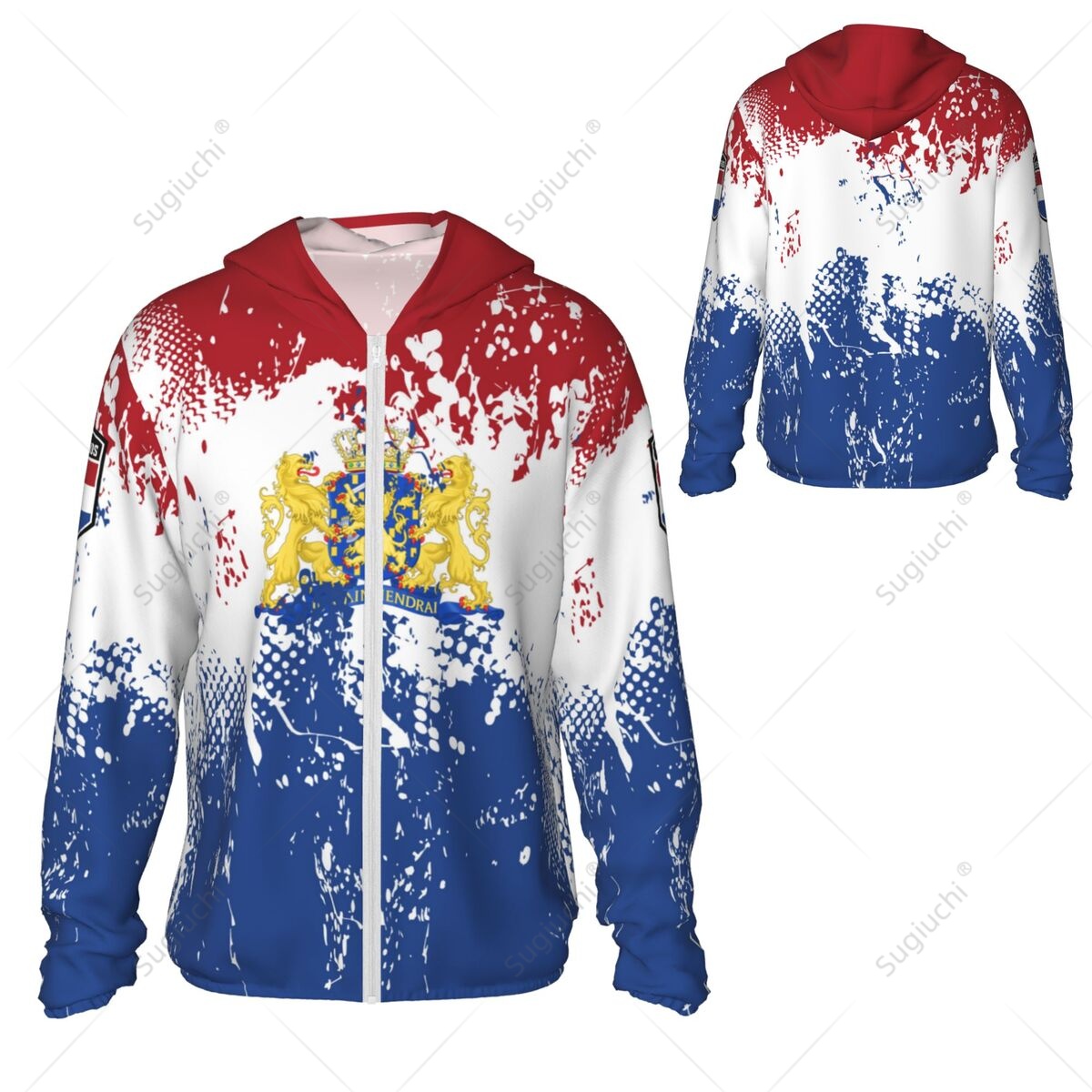Niederlande Flagge Sonnenschutz Hoodie Sonnenschutz Kleidung Angeln Radfahren Laufen schnell trocknen Langarm mit Reiß verschluss Polyester