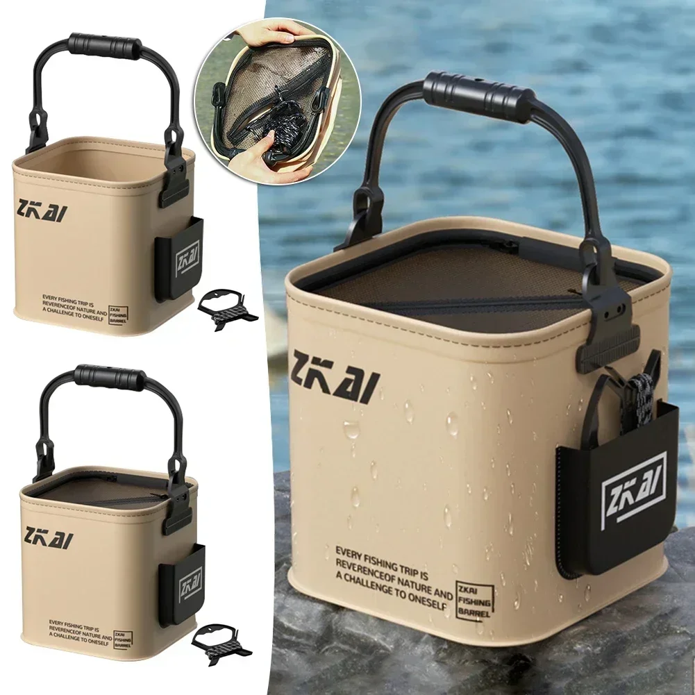Cubo de pesca plegable de 8L/13L, cubo de transporte de mano resistente para exteriores, cubo de transporte de gran capacidad, cubos de pesca para acampar
