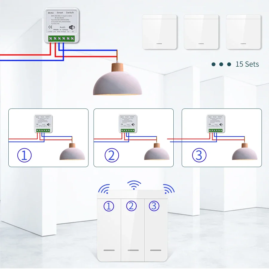 Tuya Smart WiFi Schalter DIY Modul Empfänger RF433MHz Drahtlose Wand Panel Schalter Smart Leben APP Alexa Google Home Voice Control