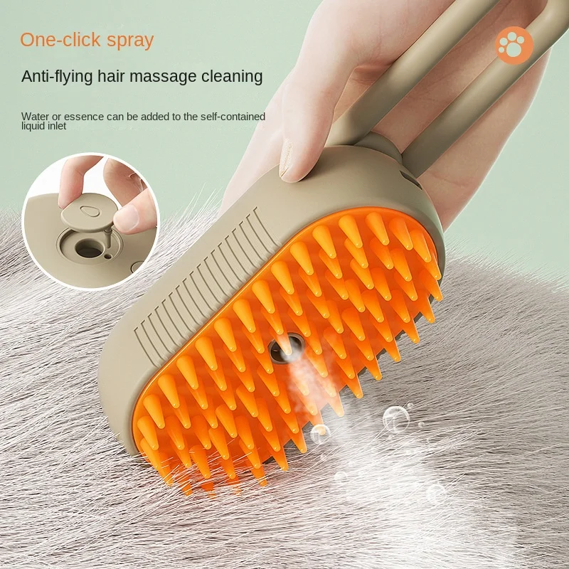 Cepillo de vapor para gatos, cepillo humeante para perros 3 en 1, cepillos de pelo para gatos con pulverizador eléctrico para masaje, peine para el cuidado de mascotas, peines para depilación