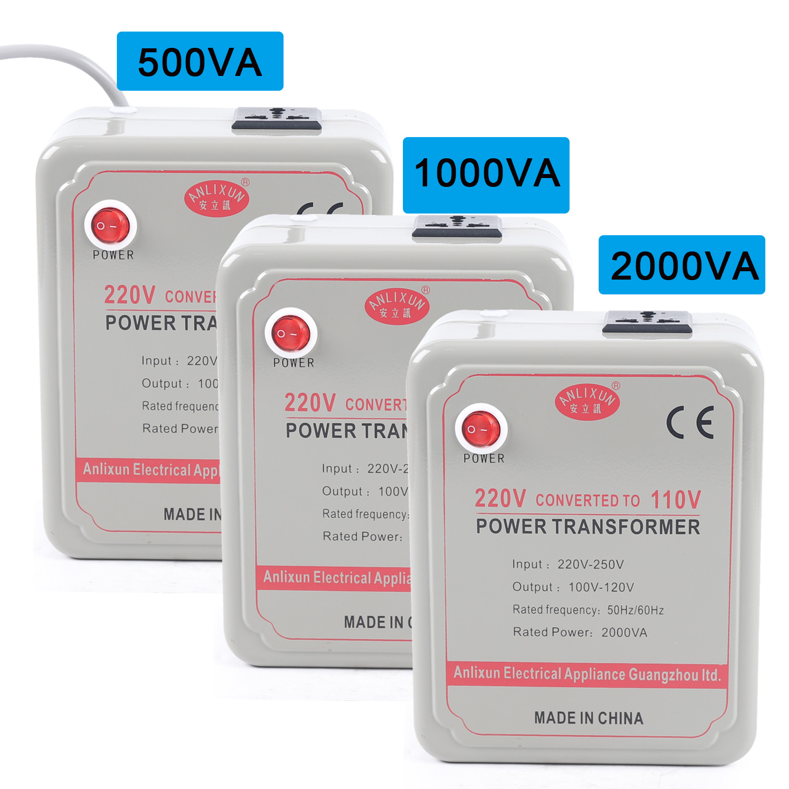 Convertidor transformador Spannungswandler de 220V-250V a 100V-120V 500/1000/2000W