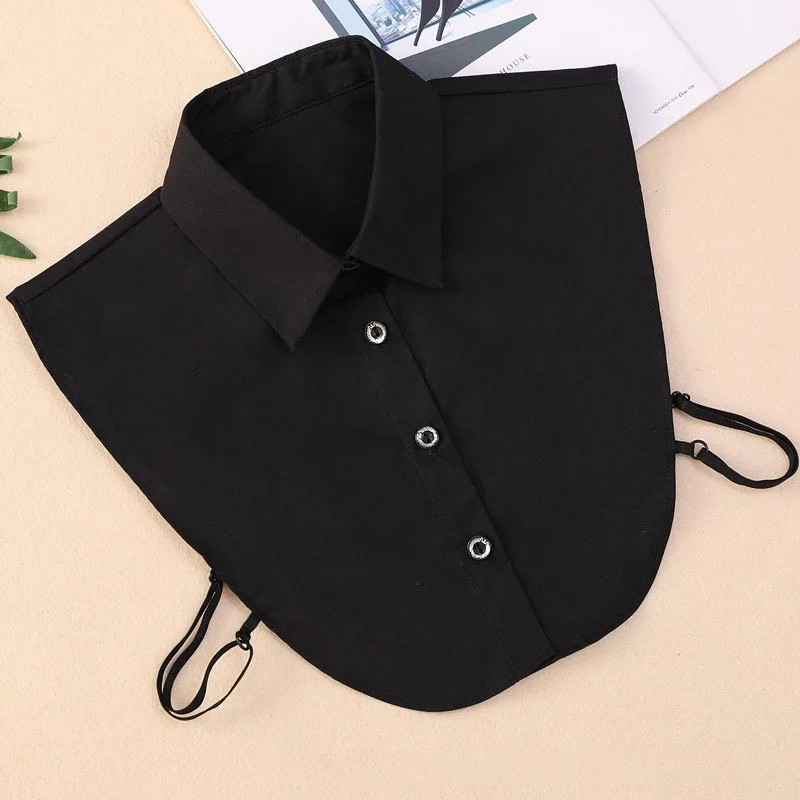 Blusa de algodón con cuello falso, suéter OL, camisa desmontable para mujer, camisa desmontable sólida Vintage de cristal de algodón, accesorios de ropa