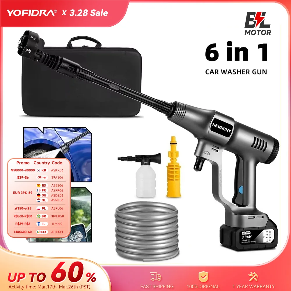 3500w 200bar sem escova elétrica lavadora de alta pressão sem fio eficiente carro jardim limpeza pistola ferramenta para makita 18v bateria