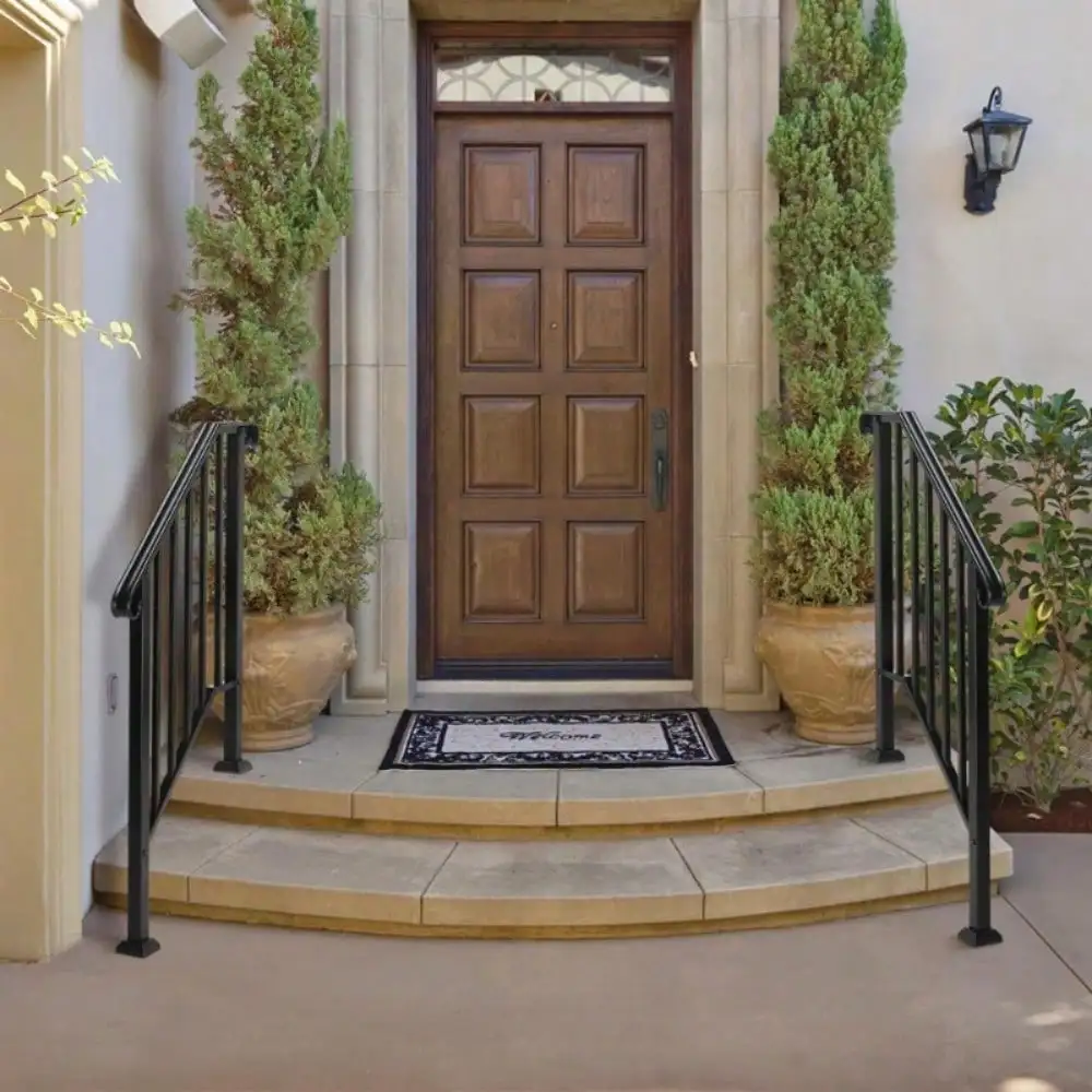 Handrails for Outdoor Step Fits 2-3 Step Mattle Wrought Iron Handrail Stair Rail