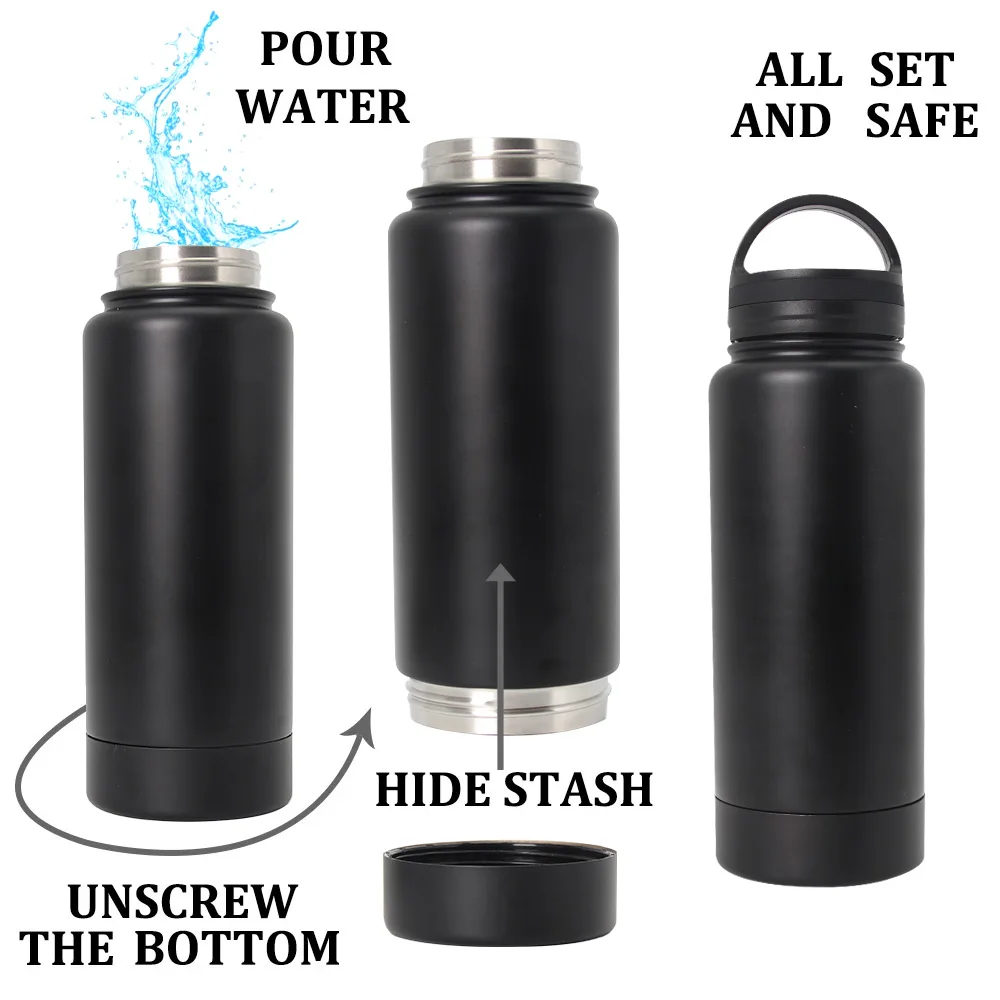 Gobelet caché en acier inoxydable, bouteille d'eau, boîte de dérivation, coffre-fort avec énorme compartiment Secret pour cartes, clés, espèces