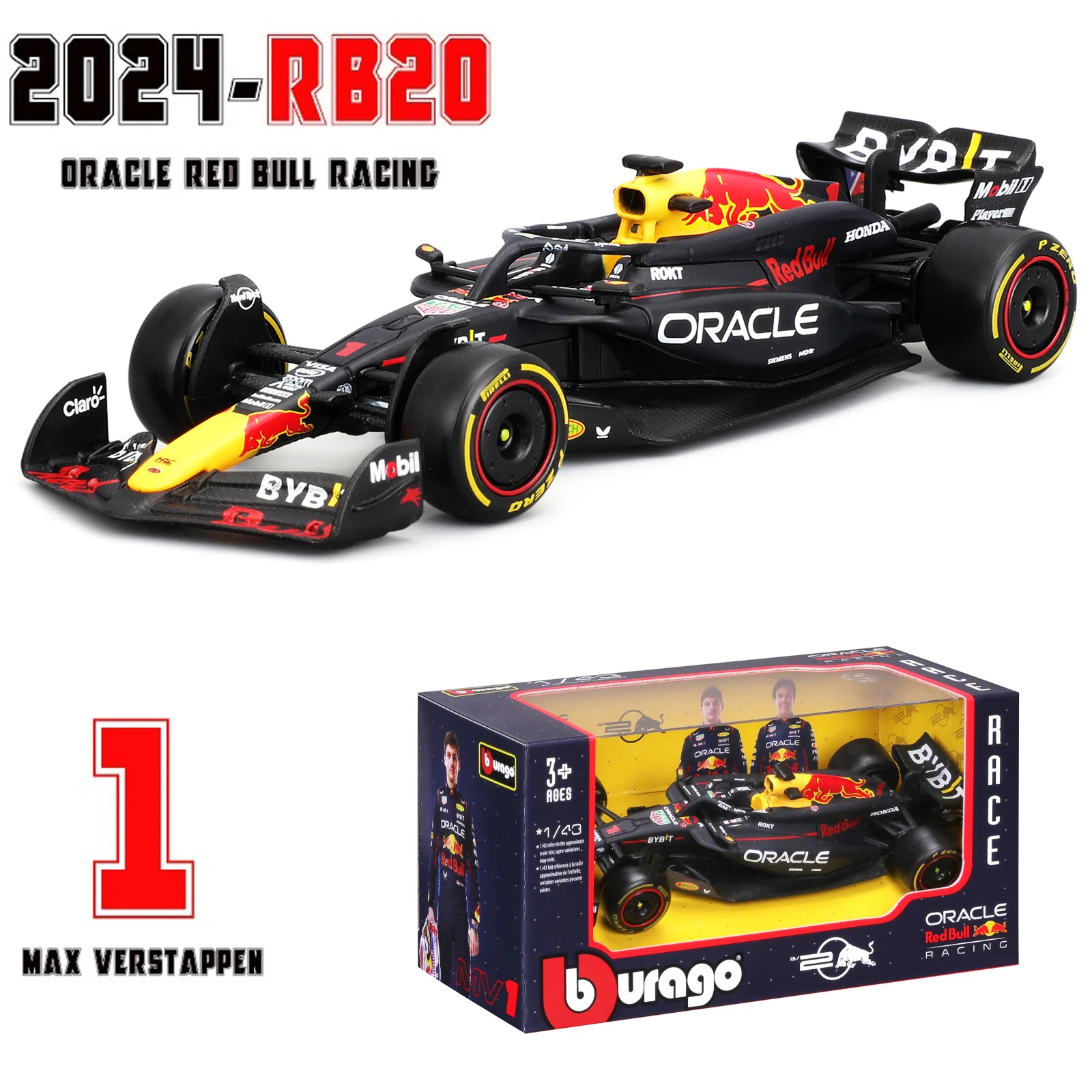 Bburago 1:43 2024 RB20 SF24 W14 W13 SF23 MCL60 RB19 RB18 W12 F1 coche de fórmula de carreras simulación estática coche modelo de aleación fundida