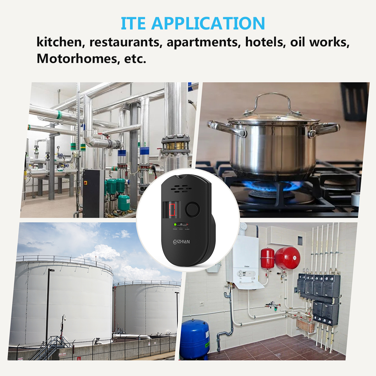 Rilevatore di gas butano GPL/gas naturale/anidride carbonica Allarme perdite di gas per protezione della sicurezza domestica Rilevatore di perdite di gas cucina/garage