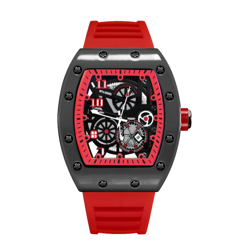 Reloj UTHAI para hombre, moda deportiva, reloj de pulsera de cuarzo completamente automático, hueco, resistente al agua, reloj de guerrero negro para hombre