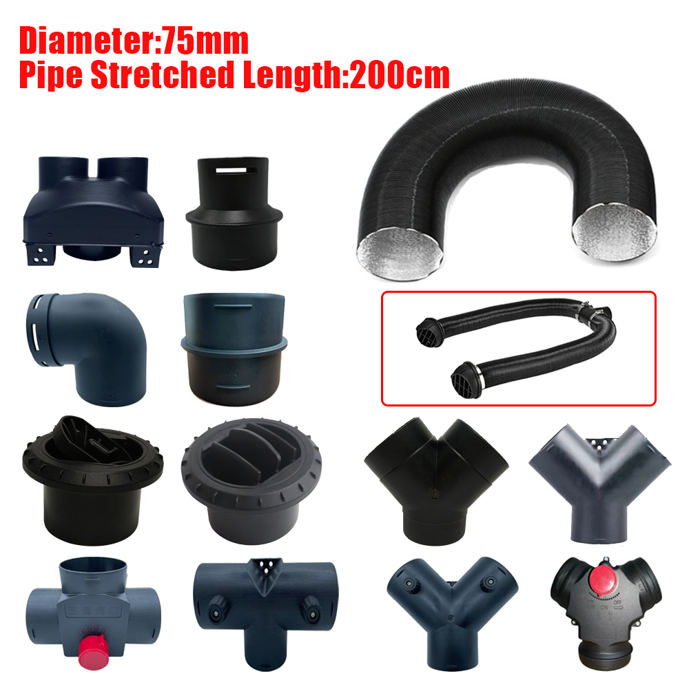 75mm de diâmetro 115-200cm comprimento aquecedor de ar duto tubo mangueira + conector aquecedor de estacionamento diesel para webasto eberspacher