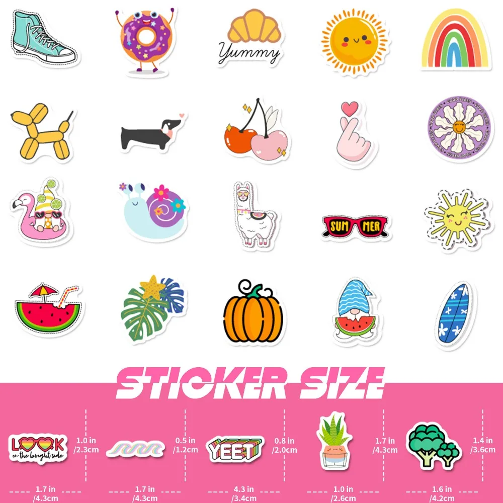 100pcs Kawaii น่ารักสติกเกอร์ Vsco สุนทรียศาสตร์สดสําหรับเด็กที่มีสีสันสติกเกอร์ DIY แล็ปท็อปขวดน้ําโทรศัพท์สติกเกอร์ตกแต่ง