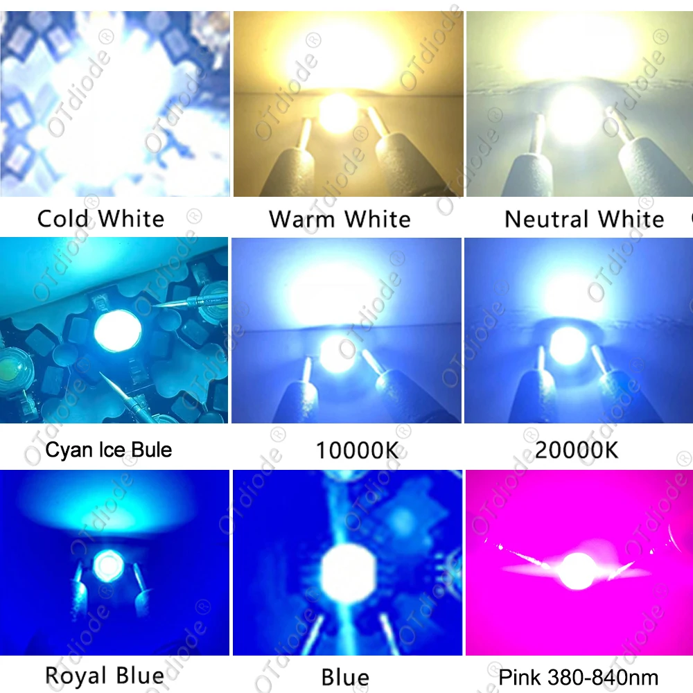 10-1000 個ハイパワー LED COB ランプチップ 1 ワット 3 ワット 3.2-3.6 V 110-280LM ビーズウォームコールドホワイトブルーダイオード DIY LED スポットライトダウンライト