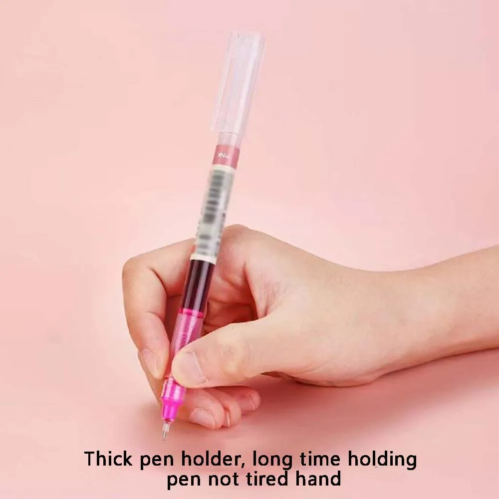 12 Stück farbiger, schnell trocknender, gerader, flüssiger Vollnadelstift, einfacher neutraler Stift mit großer Kapazität, geeignet zum Zeichnen, Notizen machen