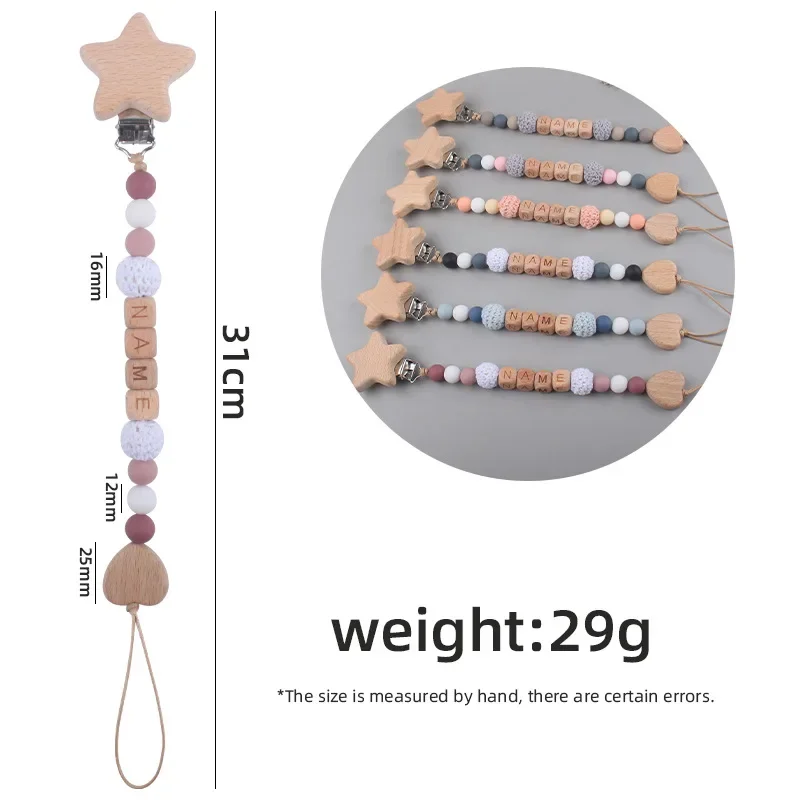 Cho Em Bé Kẹp Dây Chuyền Cá Tính Tên Sao Tình Yêu Gỗ An Toàn Teethers Dây Chuyền Đậu Nành Nhai Mọc Răng Đồ Chơi Giả Núm Vú Giá Đỡ