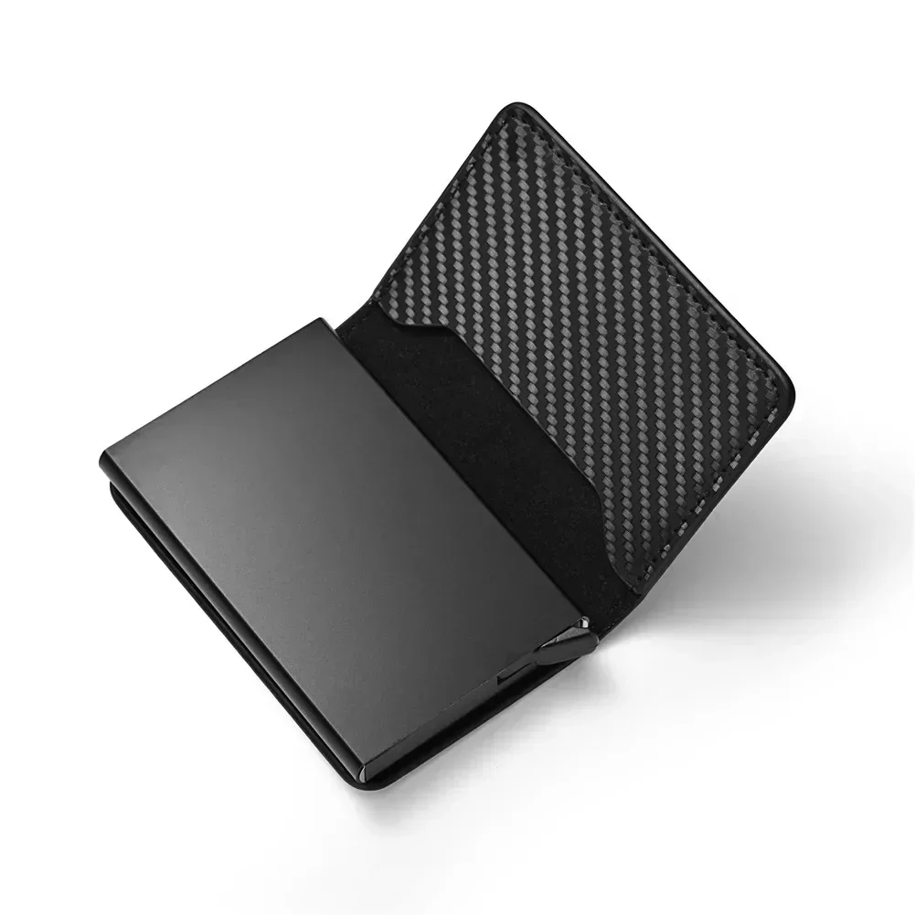 Men's RFID Blocking Card Holder - Automatic Pop-Up Anti-Theft Wallet - Carbon Fiber ID/Credit Card Case