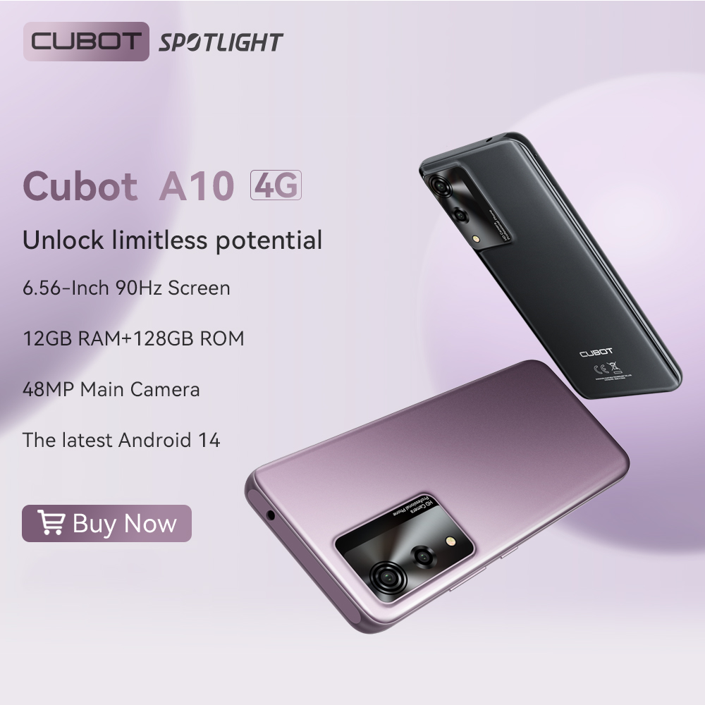 안드로이드 스마트폰 Cubot A10, 12GB RAM (4GB + 8GB), 128GB ROM, 옥타코어, 6.56 인치 90Hz 화면, 5100mAh, 48MP, 5G WiFi, 4G 휴대폰