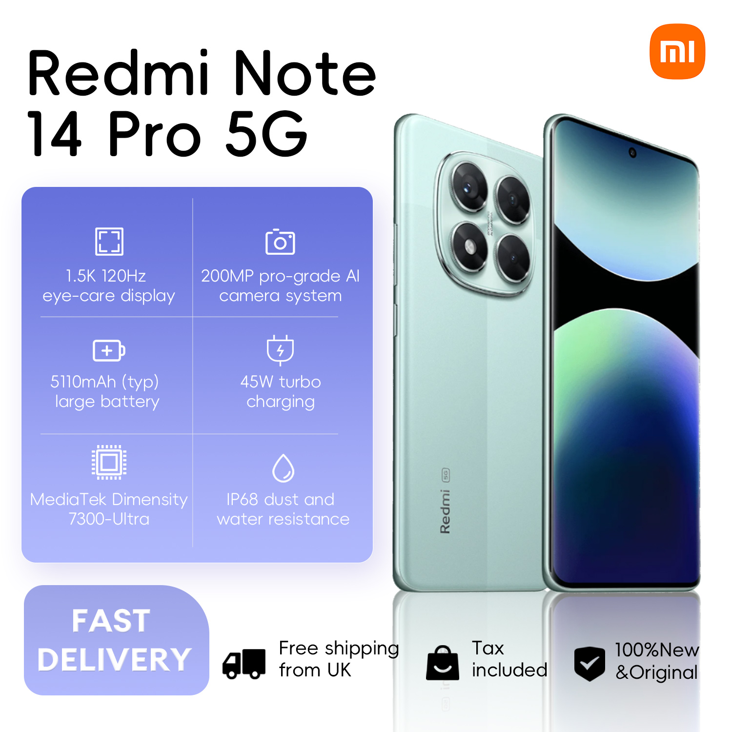 Used Phone Redmi Note 14 Pro 5g Global Version Smartphone Nfc with Charger (Excellent Condition)