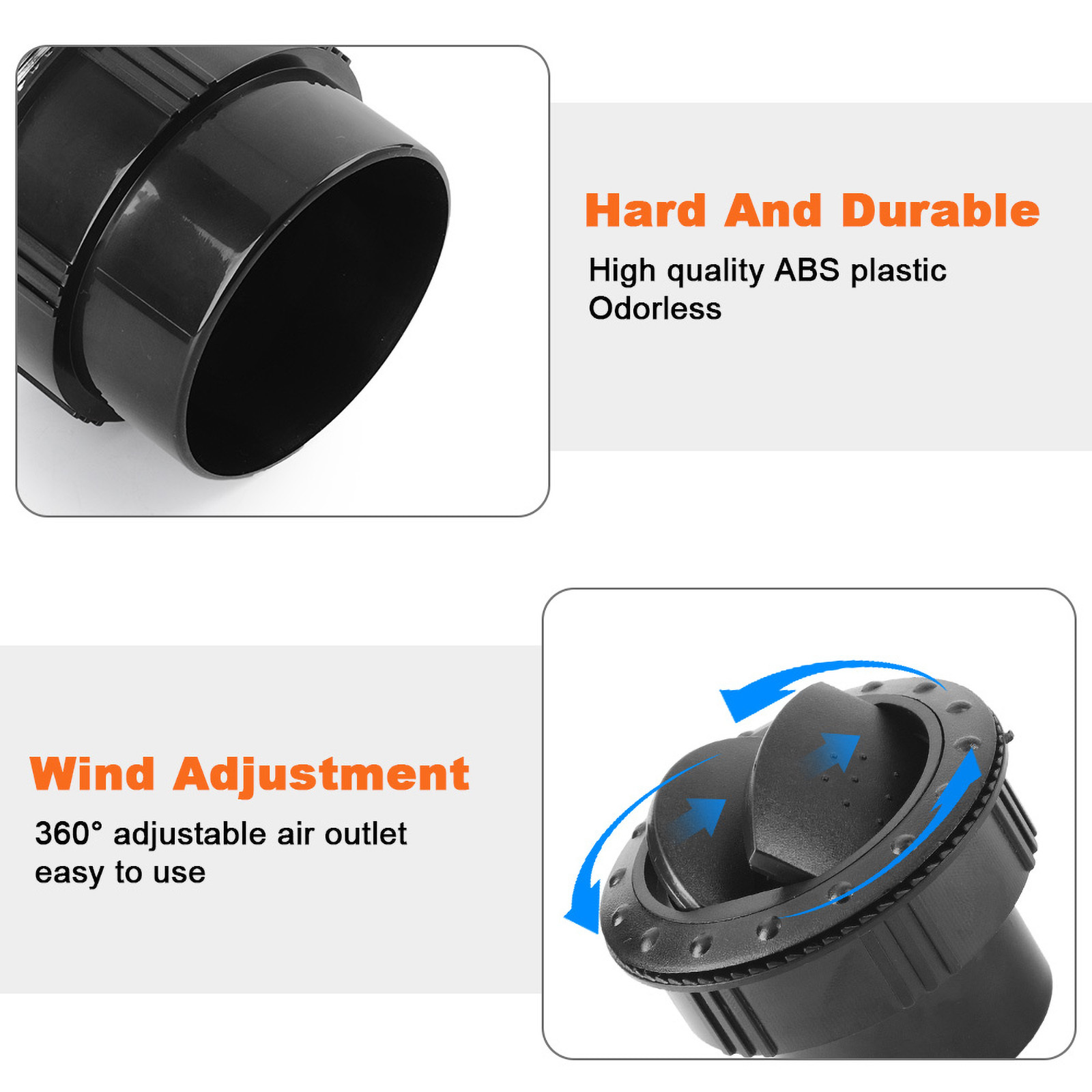 Salida de aire de rotación tipo perilla Universal de 65MM, ventilación de aire acondicionado para salpicadero de coche de 2,35 pulgadas para autobús, RV, Camper, ATV A/C