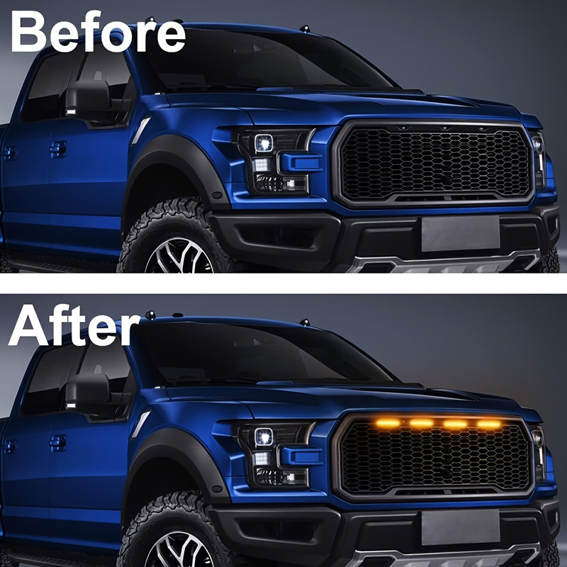 Lumières universelles de calandre avant de voiture à LED, feu de gril blanc ambre fumé, couvercle de pare-chocs avant, lampe pour coffre tout-terrain, éclairage à LED SUV