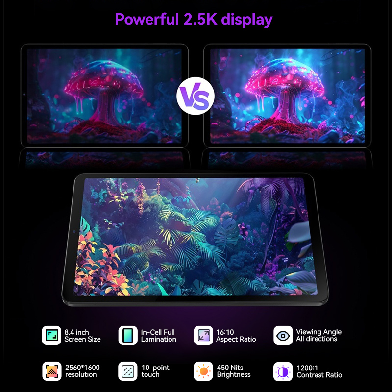 HEADWOLF FPad 6 Andorid 14 tableta 8,4 pulgadas 8GB RAM 128GB ROM MTK G99 Octa-core 4G SIM 6500 mAh batería