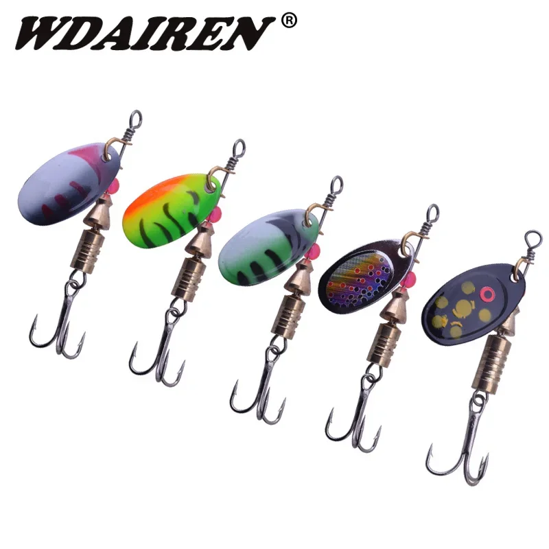 1 unidad 3,5g 5,5g Wobblers de pesca trucha cuchara de Metal Spinners señuelos Jig Fly cebo Artificial con anzuelos triples Swimbait aparejos de lubina