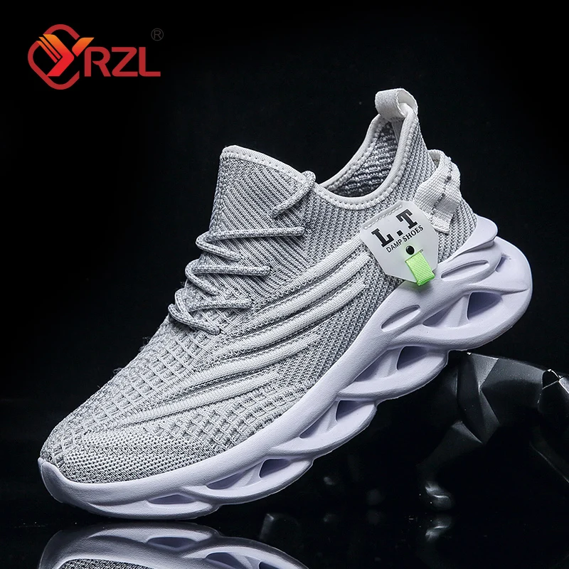 YRZL hombres deportes correr negro zapatos para correr zapatillas casuales al aire libre malla transpirable mujeres ligero absorción de impacto tenis negro