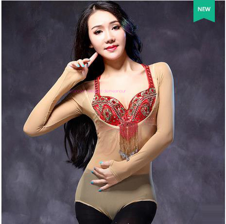 ¡NUEVO! Trajes de danza del vientre de malla para mujer, top de cuerpo de danza del vientre de manga larga para personas mayores, chaquetas de ejercicio de danza del vientre
