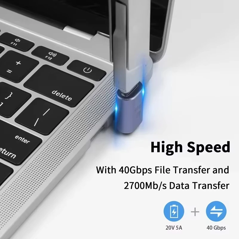NNBILI USB4.0 40Gbps OTG tipo C 90 gradi 100W 5A Convertitore di ricarica rapida da USB C a tipo C Adattatore dati USB C per MacBook 8K60HZ