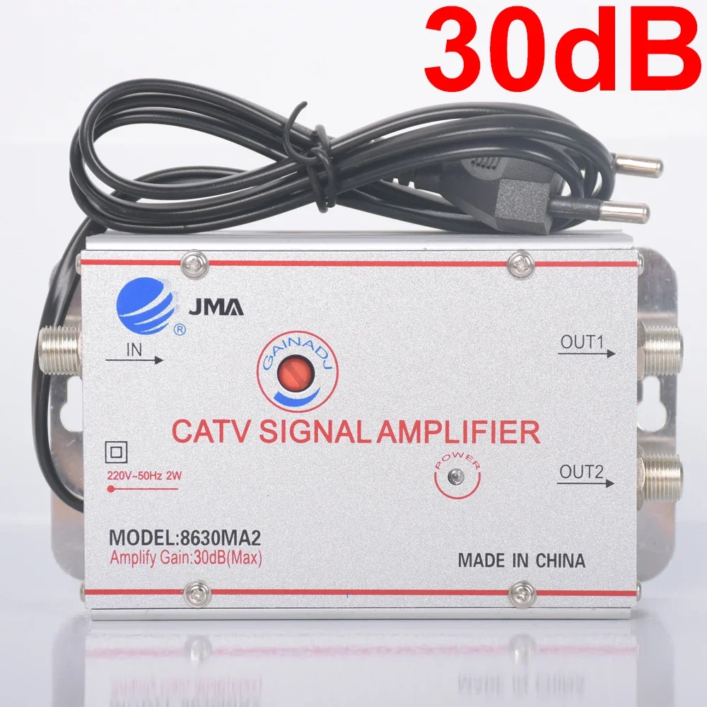 Amplificador divisor de TV por Cable de 30dB, amplificador de señal de antena de TV Digital de 30dB, equipos de TV para el hogar, enchufe europeo de 45Mhz a 860MHz, 220V, 50/60Hz-