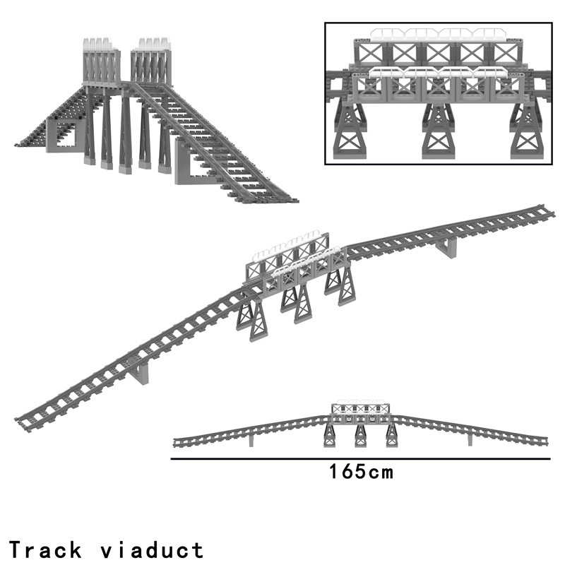 MOC รถไฟอุโมงค์ทางเข้าชุดรถไฟเมืองคอนเทนเนอร์ชุดถังน้ํามัน Mountain รถไฟติดตามไฟจราจร Leduo บล็อก