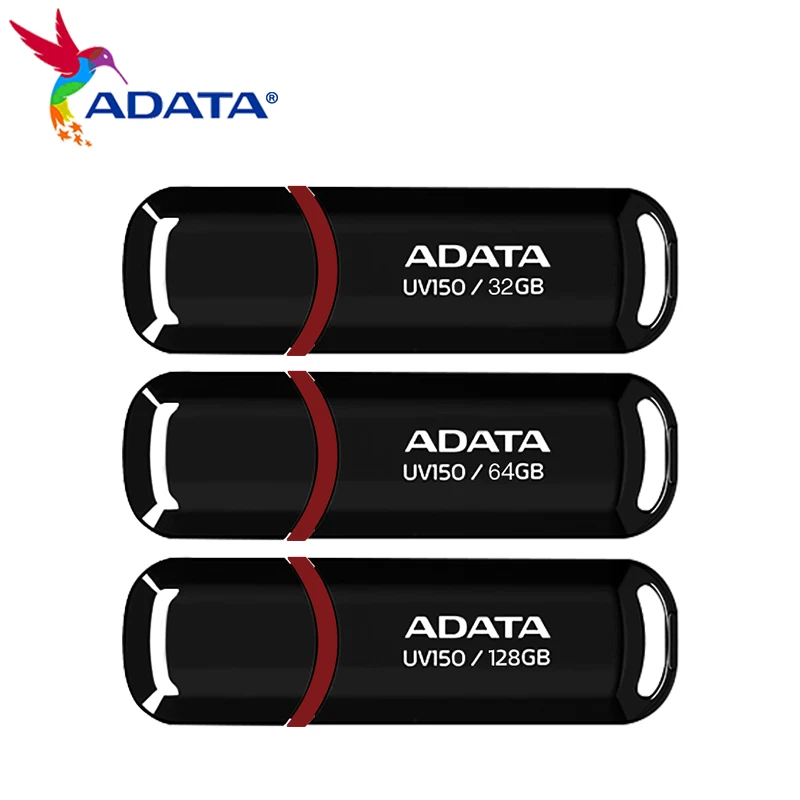ADATA USB-флеш-накопитель UV150 128 ГБ 64 ГБ 32 ГБ Высокоскоростной USB 3.2 Gen 1 Черный/красный Портативный флэш-накопитель для компьютера