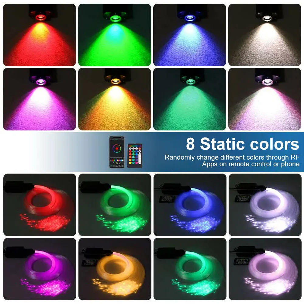 12W RGBW Starry Sky Car Star Ceiling Light Fiber Optic Light APP Control Star Roof Interior Atmosphere Light Car Home Decor