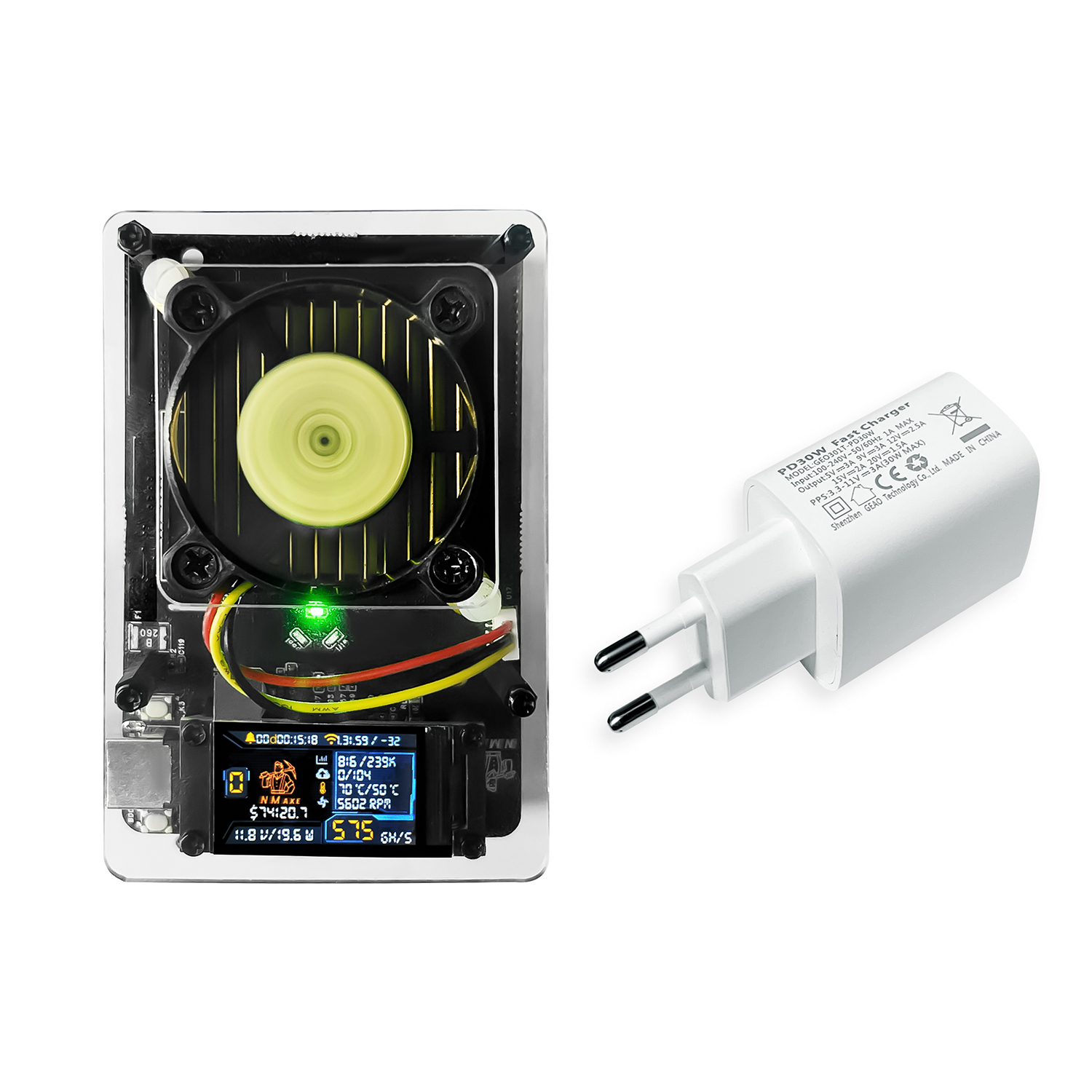 NMAxe NMMiner Offizielles Entwicklungsboard BM1366 Wi-Fi Bluetooth Unterstützung NMMiner Controller 500GH/S 1,14 Zoll IPS-Bildschirm