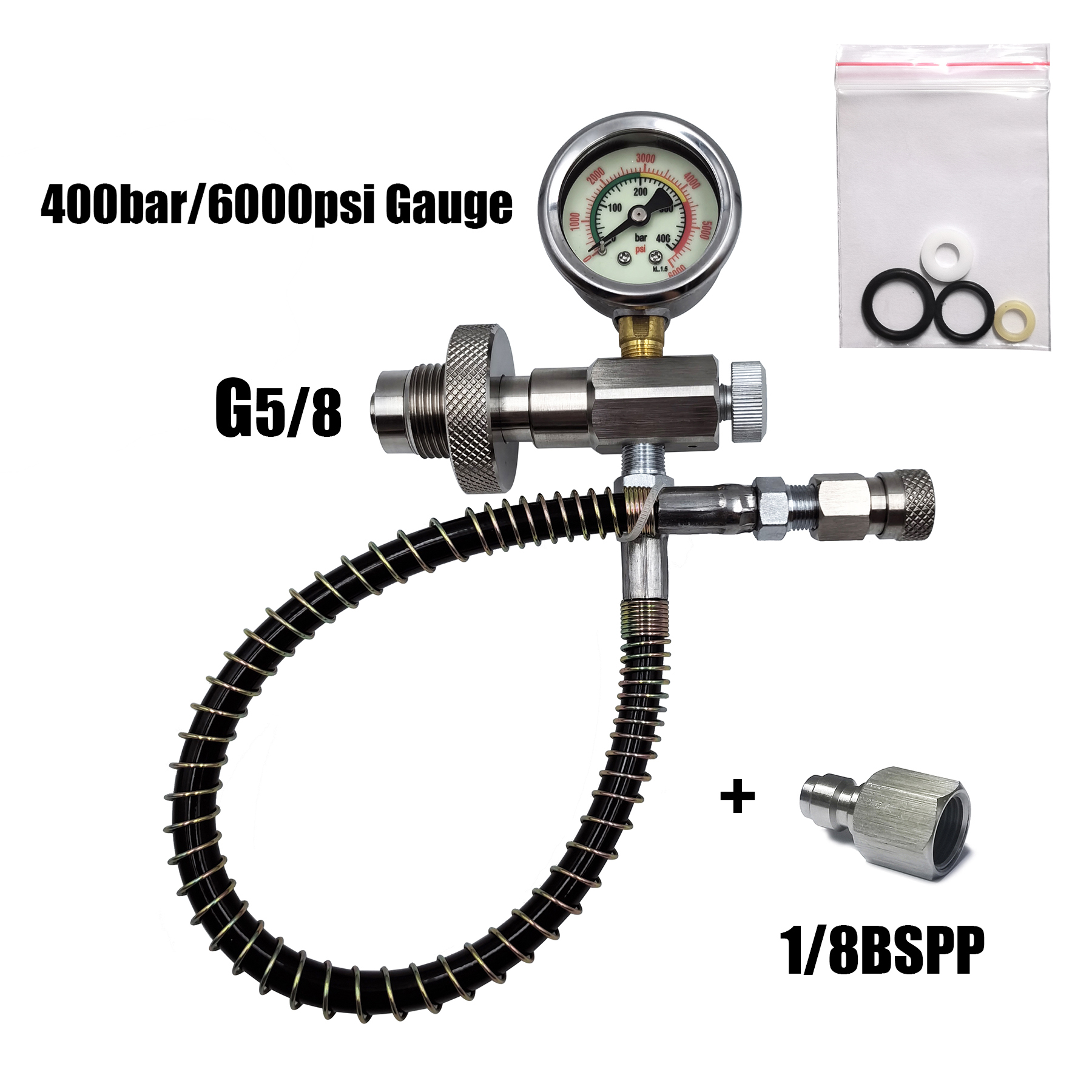 HPA Scuba Diving HP Filling Station Big Tank To Small Bottles With Hose 6000psi/400bar Gauge Chargeing Adapter DIN Connector