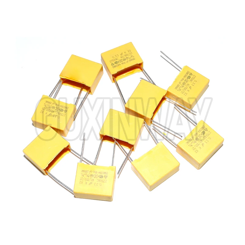 10 Uds X2 condensador de seguridad 15mm 275VAC 275V 0,022UF 0,047UF 0,1UF 0,15UF 0,22UF 0,33UF 0,47UF 0,68UF 1UF película de polipropileno