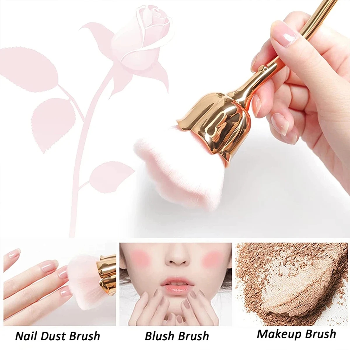 Manucure en forme de Rose avec brosse à ongles, brosse d'art, accessoires pour ongles, outil rond populaire pour maquillage, polissage, dépoussiérage