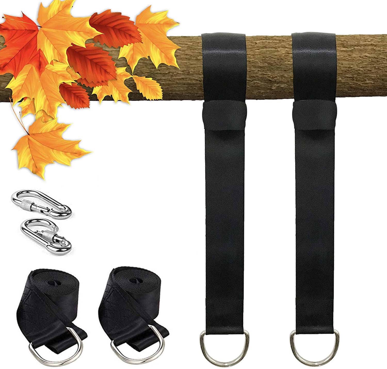 Zestaw do zawieszania huśtawki na drzewie Paski do hamaka Camping 350 KG Nośność Lina Karabińczyk Outdoor Hiking Hamak Wiszący Pas