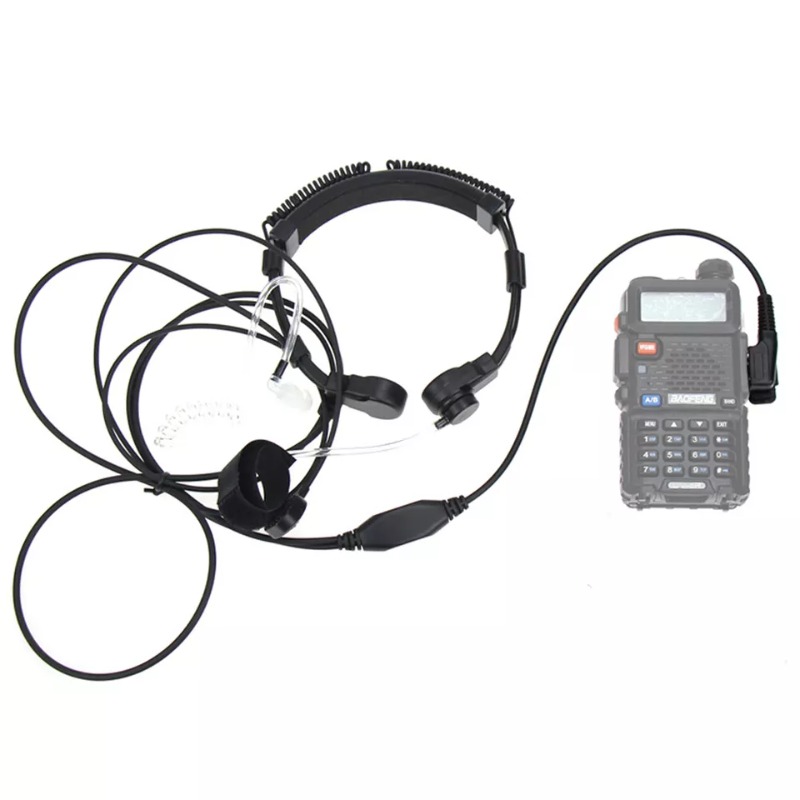 Telescopic Throat Microphone Earpiece K-plug Mic 2-Pin PTT For Baofeng  888S UV5R UV-5RE Kenwood TYT HYT Radio Walkie Talkie