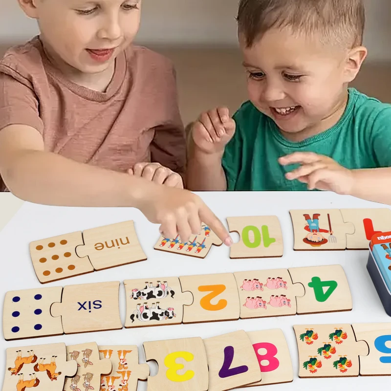 Children's Enlightenment Cognitive Education Puzzle Wooden Puzzle Number Decomposition And Matching Puzzle Board With Iron Box