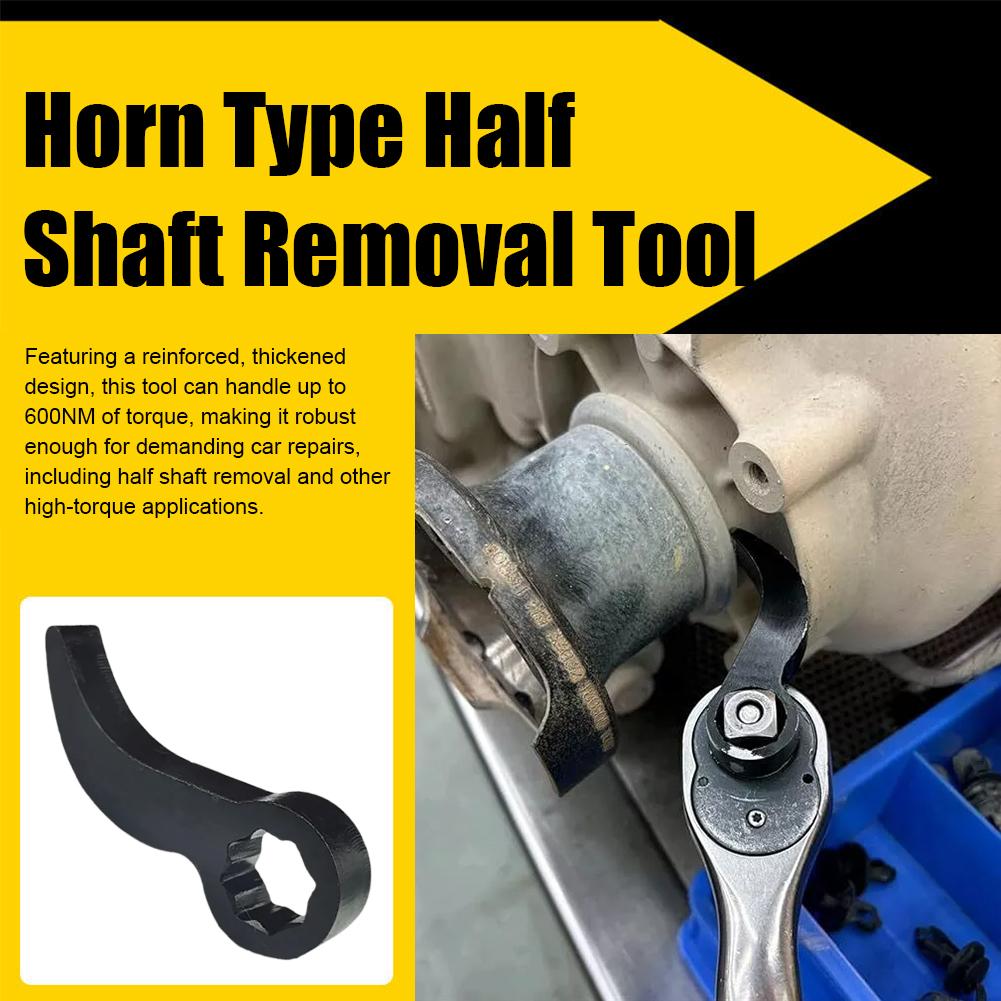Tool Compact Adapter Head Pry Bar Wrench Adaptor Drive Ratchet Horn-Type Half Shaft Labor Saving Removal Car Repair Tool