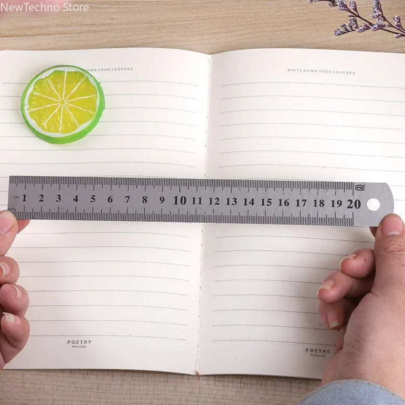 15cm/20cm/30cm doppia scala laterale in acciaio inox righello dritto strumento di misurazione per studenti scuola cancelleria righello per cucire