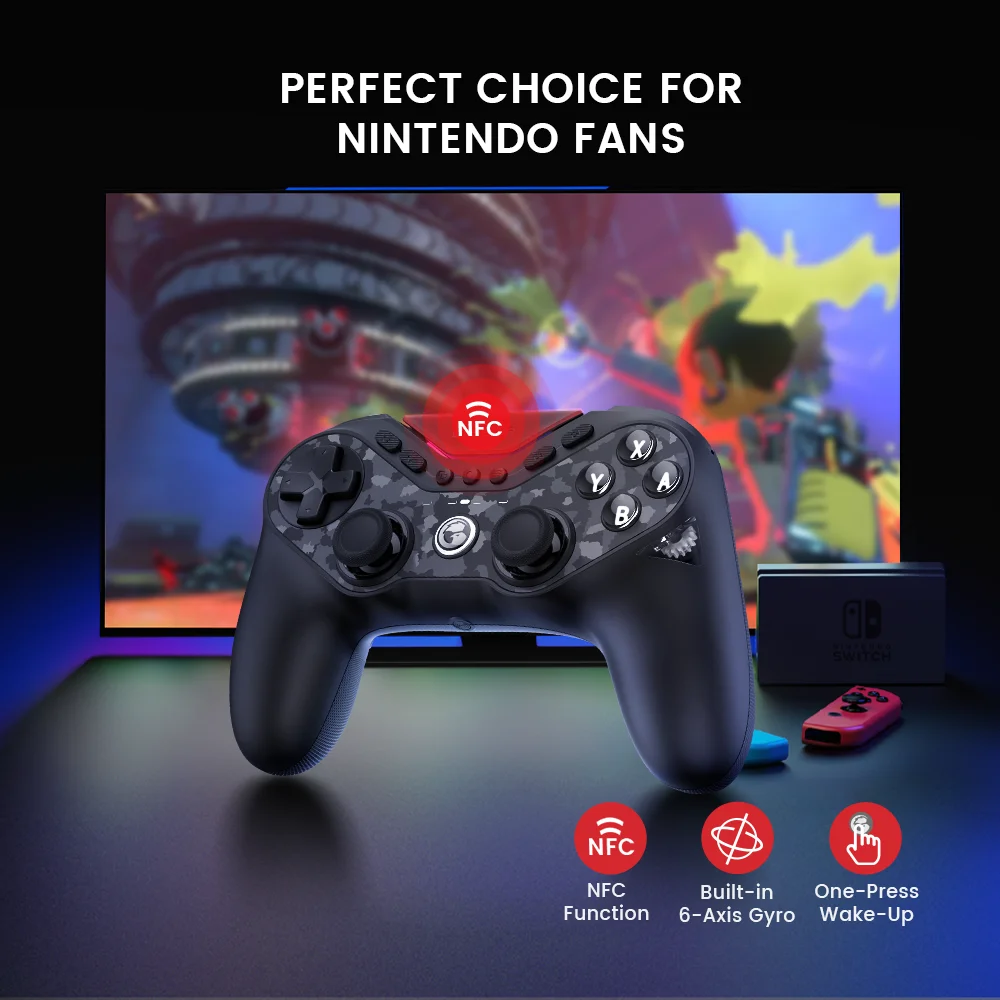 Контроллер GameSir Tarantula Pro Switch, беспроводной геймпад с 9 отделениями кнопками, 6-осевым гироскопом, триггерами с эффектом Холла и NFC